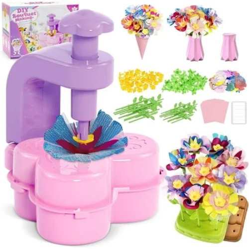 Fabric Flower Bouquets Toys, DIY Craft Kits Toys for Kids - Flowers Market Toy, Build Your Flower Bouquet, Arts & Crafts for 4 5 6 7 8 Year Toddler Girl, Educational Activity Preschool B-Day Gifts