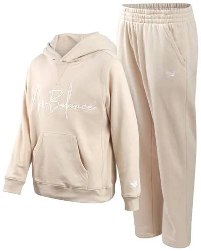 New Balance Boys Sweatsuit Set - 2 Piece Cozy Athletic Pullover Graphic Hoodie and Fleece Joggers for Boys (Sizes: 8-16), Size 8, Timberwolf Tan