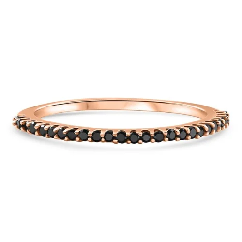 1/10ct Treated Black Diamond Stackable Ring 14K Rose Gold
