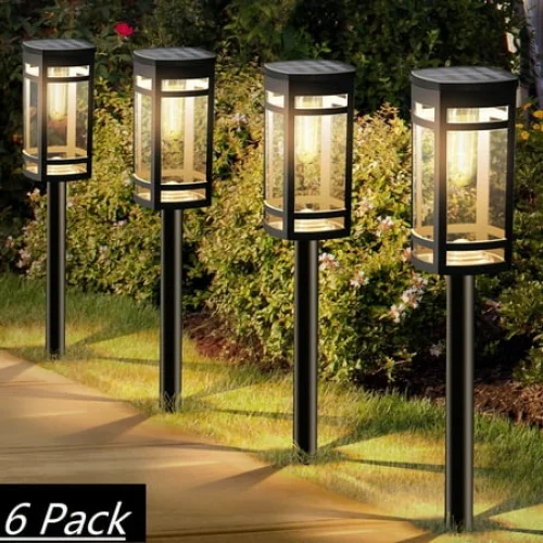6 Pack Solar Lights Outdoor Waterproof for Garden Pathway Walkway Yard Lawn Decorative Landscape Lighting.(Warm White)