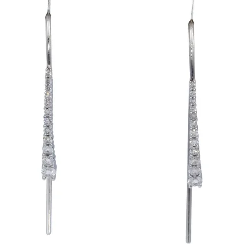 10k White Gold Round Diamond Hook Dangle Earrings 0.50CT