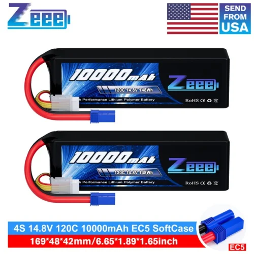 2x Zeee 4S Lipo Battery 10000mAh 14.8V 120C EC5 for Xmaxx RC Car Truck Tank