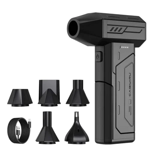 Compressed Air Duster,130000RPM Super Power Cordless Air Duster,Rechargeable Brushless Blower,3 Gear Adjustable Mini Blower with LED Light,Dust Remover for Computer/House/Outdoor/Car