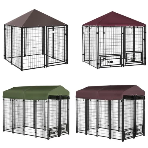 PawHut Dog Kennel Outdoor Dog Run W/ Water-resistant Cover