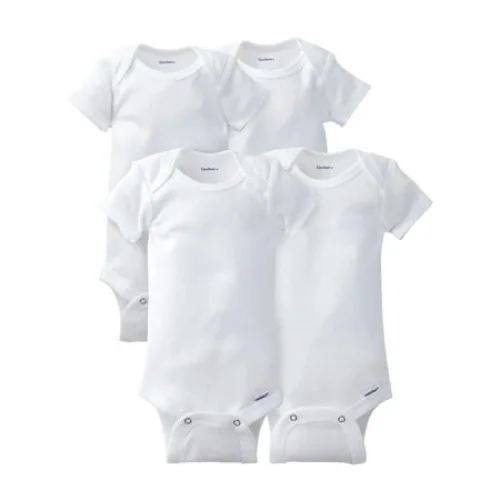 8 Pack Gerber Baby Boys & Girls Short Sleeve Bodysuit, Preemie-24 Months, White Cotton Onesies