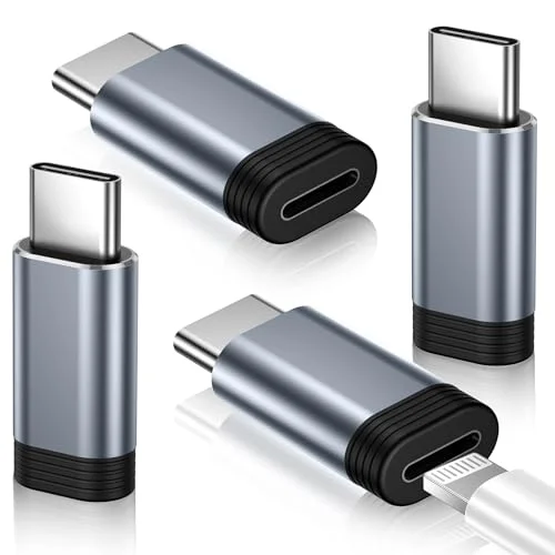 4 Pack Lightning to USB C Adapter for iPhone 15/16/17 Pro/17 Pro Max, Fast Charging & Data Transfer