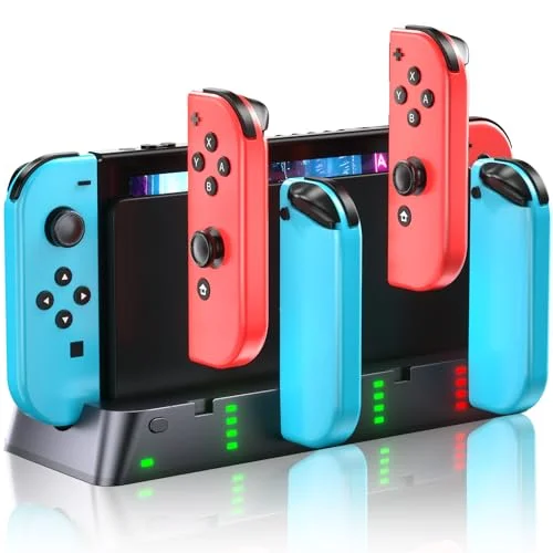 Charging Dock Station for Nintendo Switch & OLED Model Joy-con, Compatible with PSP Gaming Console
