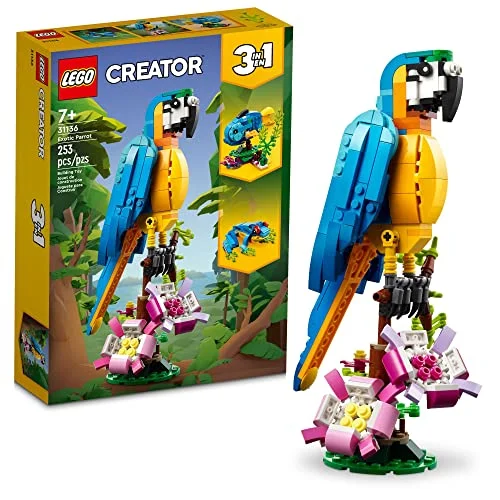 LEGO Creator 3 in 1 Exotic Parrot Building Toy Set - Transforms to 3 Animal Figures - Ages 7+