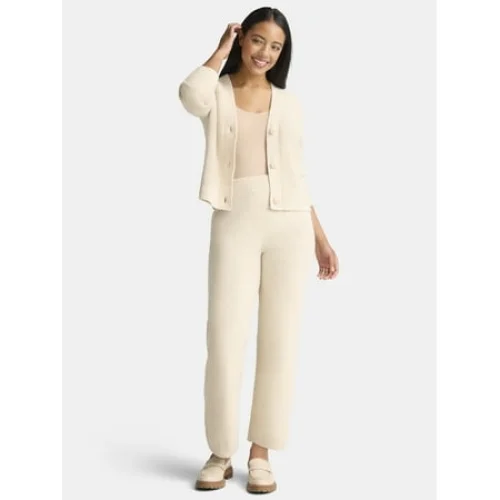 Time and Tru Women's and Women's Plus Cardigan and Pants Sweater Set, 2-Piece, Sizes XS-4X