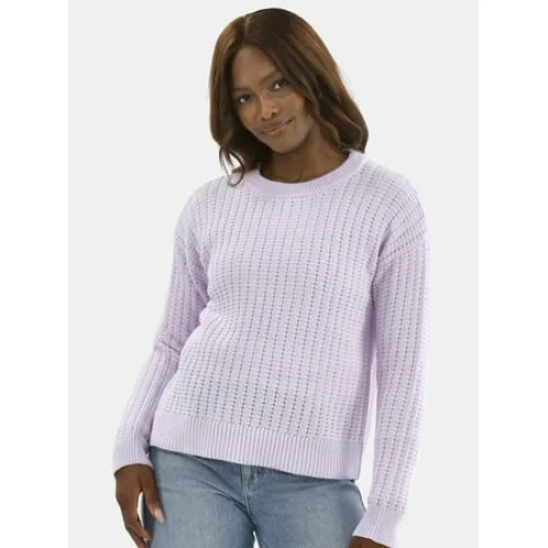 Time and Tru Women's Textured Stitch Sweater, Midweight, Sizes XS-4X