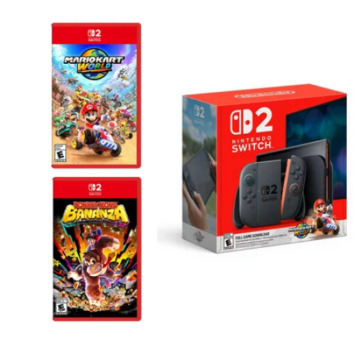 Nintendo Switch 2 Console Bundle &ndash; Mario Kart World & Donkey Kong Bananza