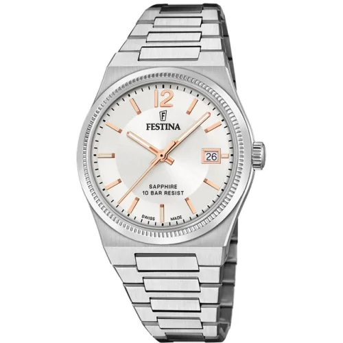 FESTINA Swiss Made Quartz 35MM Silver Dial SS Women's Watch F20035-2