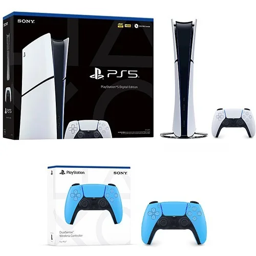 PlayStation 5 Digital Edition + PS5 DualSense Wireless Controller Starlight Blue