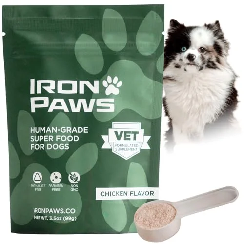 3.5 oz Iron Paws Human-Grade Superfood For Dogs, Premium Greens Powder Supplement