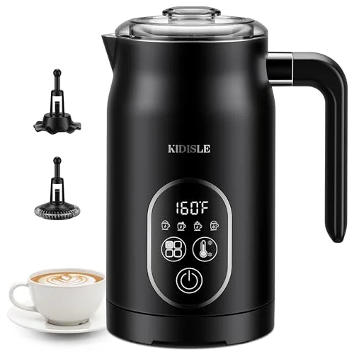 KIDISLE Milk Frother and Steamer 4 in 1, Auto Temperature Control, Foam Maker for Coffee, Latte, Cappuccino