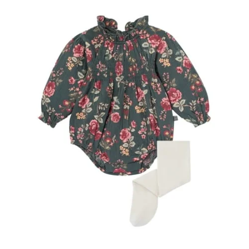 Modern Moments By Gerber Baby Girl Bubble Romper and Tights Outfit Set, 2-Piece, Sizes 0/3 Months - 24 Months