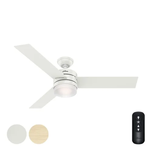 Hunter Fan 54 in Contemporary Fresh White Indoor Ceiling Fan w Light and Remote