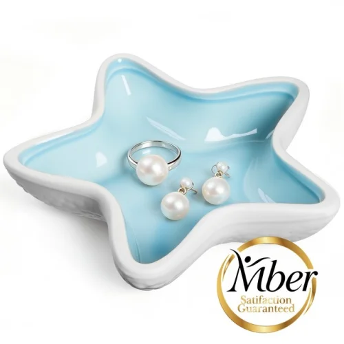 Mber Jewelry Tray Ceramic Starfish Jewelry Holder Ring Dish Trinket Organizer