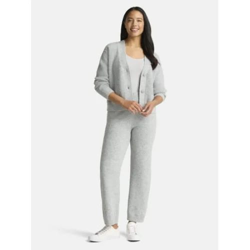 Time and Tru Women's and Women's Plus Cardigan and Pants Sweater Set, 2-Piece, Sizes XS-4X