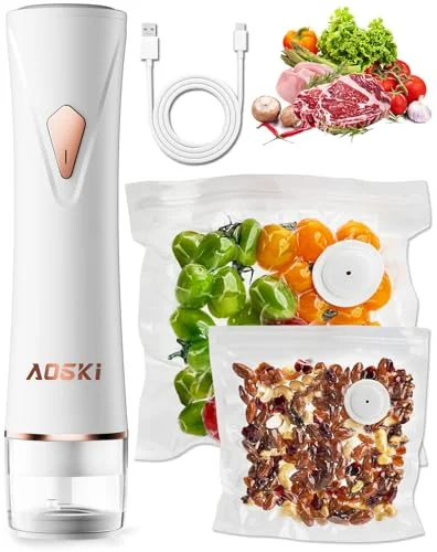 Compact Vacuum Sealer Machine for Food Storage, Portable, Rechargeable, Kitchen, Travel, Meal Prep