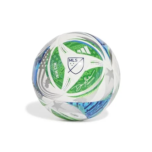 Adidas Unisex-Adult MLS Mini Soccer Ball, White/Green/Glory Blue/Solar Blue