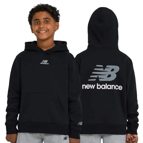 New Balance Boys Hoodie &ndash; Premium Comfy Cotton Fleece Pullover Sweatshirt for Kids, Sizes 4-20 Black