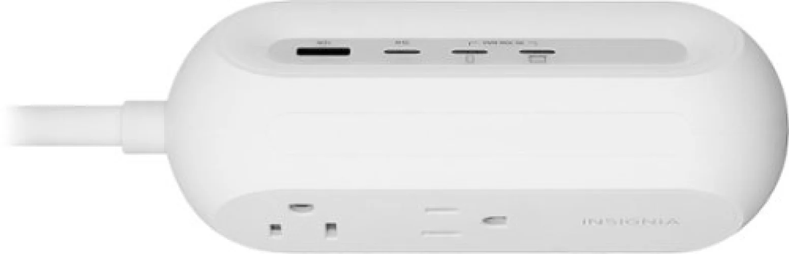Insignia&trade; - 6-in-1 70W Charging Station with 2 AC outlets, 3 USB-C and 1 USB ports for laptops, tablets, smartphones and more - White