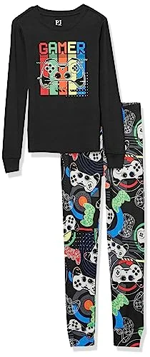 The Children's Place Boys' Long Sleeve Top and Pants Snug Fit 2 Piece Pajama Set, Gamer Glow