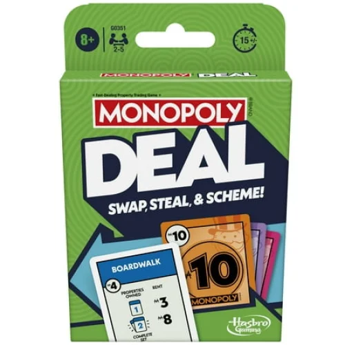 Monopoly Deal Card Game for 2-5 Players, Ages 8+, Includes 110 Cards, Quick-Playing Family Game