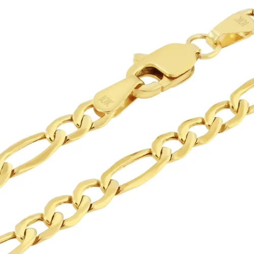 10K Yellow Gold 3.5mm Figaro Italian Chain Link Necklace Mens Women 16-30"
