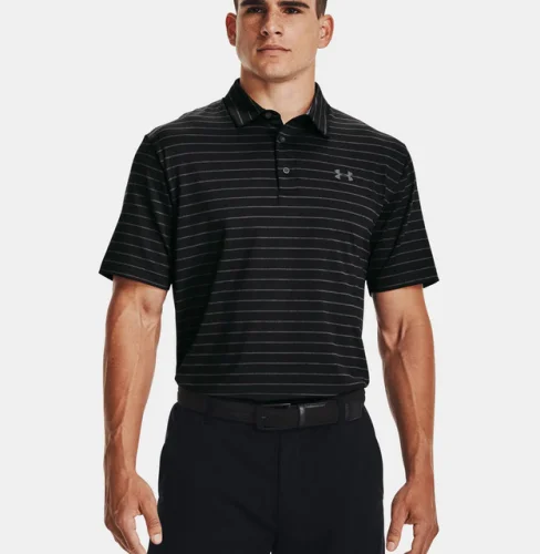 Men's UA Under Armour Muscle Golf Polo Shirt Top Playoff Stripe Athletic Tee New