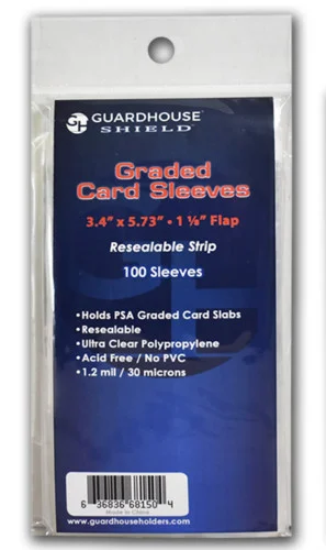 100 Guardhouse PSA Graded Card Sleeves Pack Slab Resealable Strip 1.2 mil