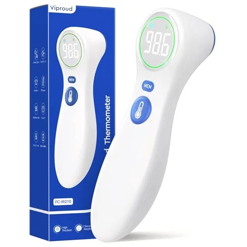 No-Touch Thermometer for Adults and Kids - 1-Second Reading, Fever Alarm, Silent Mode, Room Temperature