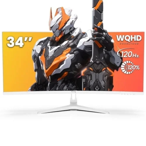 Suevery 34" Ultrawide Curved Gaming Monitor, 120Hz, WQHD, 1500R, Free-sync, DP/HDMI, White