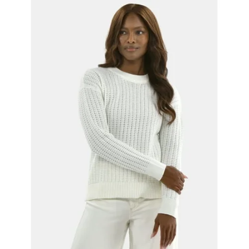Time and Tru Women's and Women&rsquo;s Plus Textured Stitch Sweater, Midweight, Sizes XS-4X