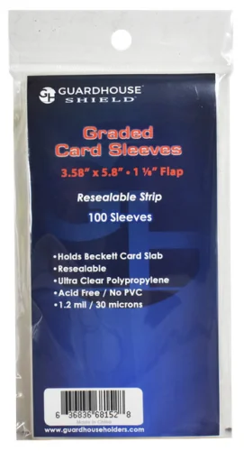 Card 100 Guardhouse Beckett SGC Graded Card Sleeves Pack Slab Resealable 1.2 mil