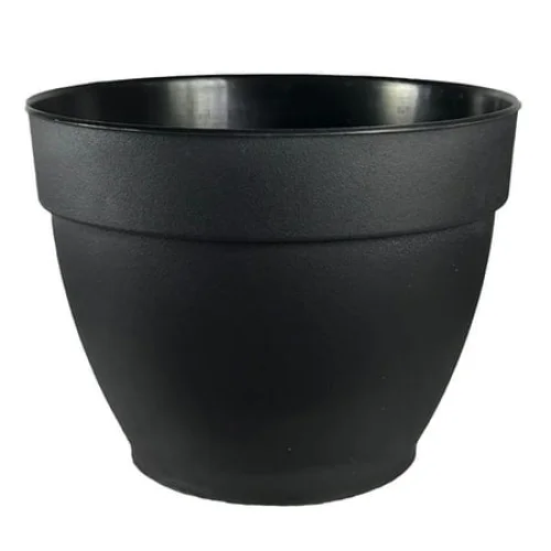 Jacinto Recycled Plastic Planter, 8 Inch Opening Diameter, Black Color, UV and Frost Resistant