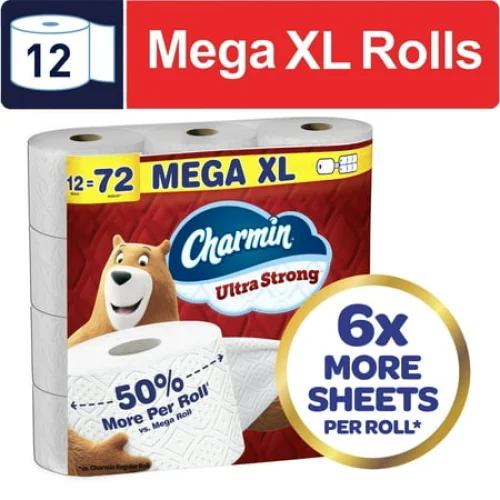 12 Charmin Ultra Strong Toilet Paper Mega XL Rolls, 330 Sheets Per Roll, 2-Ply