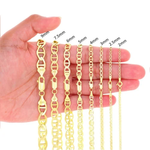 10K Yellow Gold Mariner Anchor Link Chain Necklace Bracelet 7"-30"