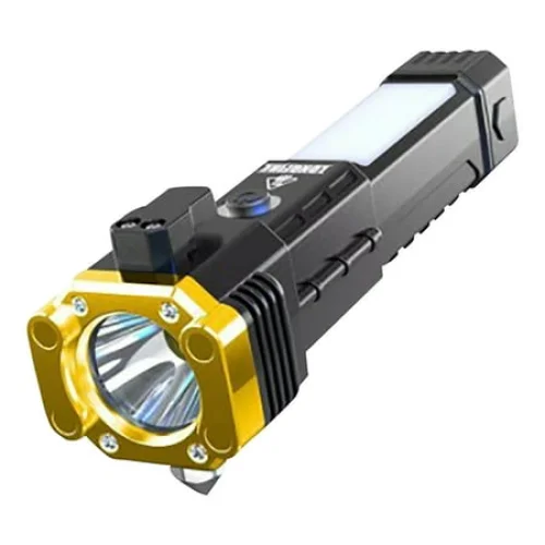 shyuyusa 8 in 1 Multi Function Flash Light,USB Rechargeable Solar Powered Flashlight with Glass Breaker,Seatbelt Cutter,Alarm and Phone Charger, Car LED Tactical Flashlight for Emergencies