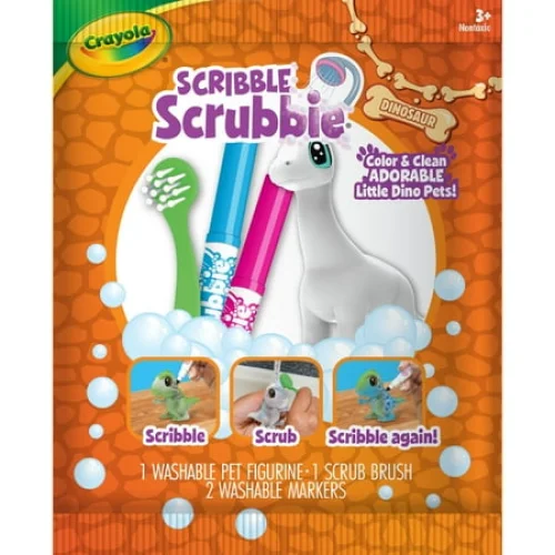 Crayola Scribble Scrubbie Dino Pets, 1 Ct, Stocking Stuffers, Dinosaur Animal Toys with Markers, Coloring Holiday Gift for Kids, Ages 3+
