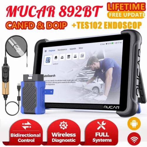 MUCAR 892BT ECU Key Programming Tool Bidirectional OBD2 Scanner FCA AutoAuth Set