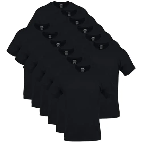 12-Pack Gildan Men's Crew T-Shirts, Style G1100, Black, Large