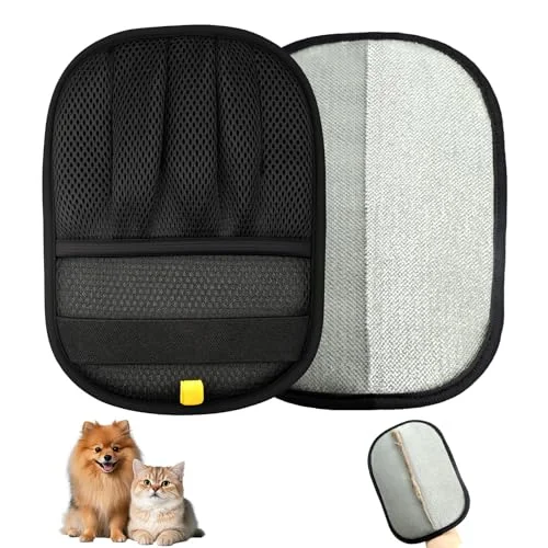 Pet Hair Removal Gloves for Cats & Dogs, Five-Finger Reusable Magic Brush Tool (Black)