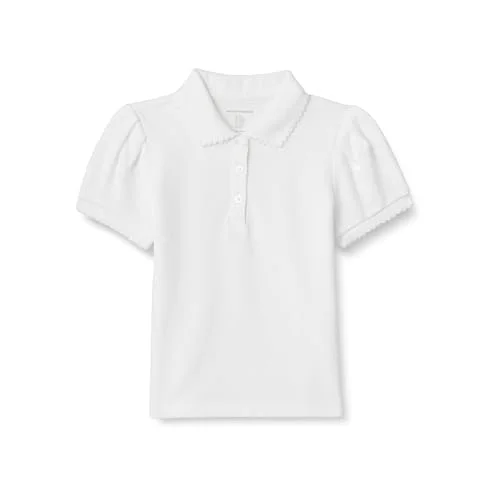 Amazon Essentials Girls' Uniform Pique Polo Shirt, White, Medium