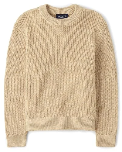 The Children's Place Boys Long Sleeve Crew Neck Pullover Sweater Haystack Shaker Stitch Large