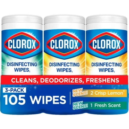 3 Pack Clorox Bleach-Free Disinfecting Cleaning Wipes, 35 Count Each, Crisp Lemon and Fresh Scents