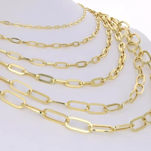 14k Yellow Gold Paperclip 2mm-7mm Chain Bracelet Necklace Mens Womens 7"-24"