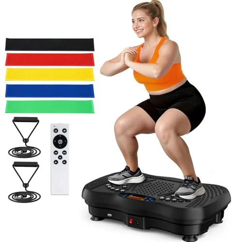 Vibration Plate Exercise Machine, 130 Levels Full Body Workout Vibrating Plate for Lymphatic Drainage Weight Loss, 450 Lbs Capacity Shake Fitness