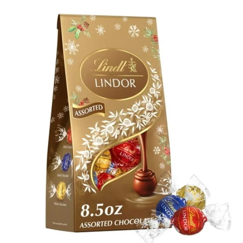 Lindt LINDOR Assorted Chocolate Christmas Candy Truffles, 8.5 oz. Bag